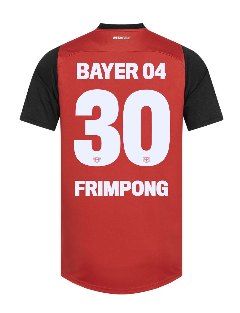 Bayer 04 Leverkusen FRIMPONG 30 Home Jersey for the 24-25 Season