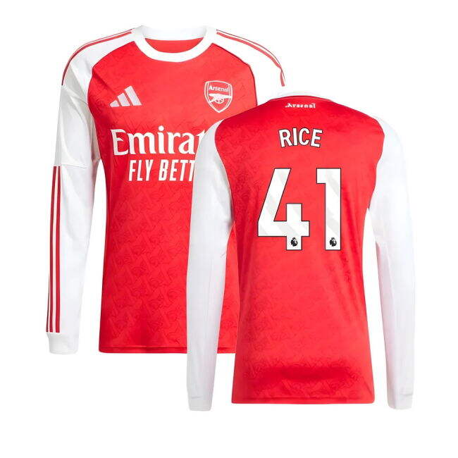 2025-20 Arsenal Home Football Shirt Rice Name & Number L M S