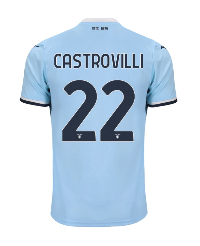 Lazio's 24-25 Home Jersey Featuring CASTROVILLI with Number 22