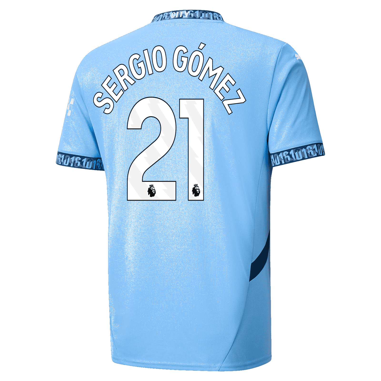 Sergio Gómez's 21 Manchester City Home Jersey for the 24-25 season.