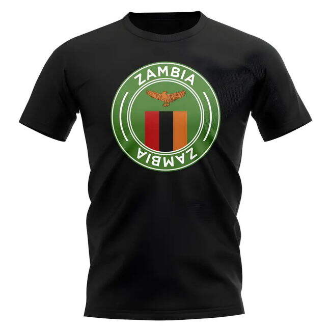 Zambia Football Badge T-Shirt (Black)