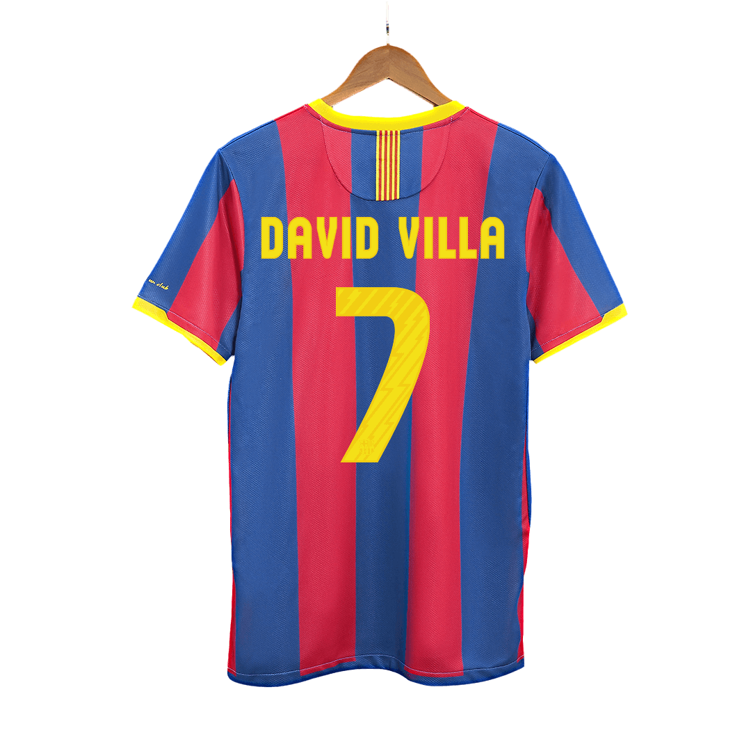 Retro DAVID VILLA #7 2010/11 Barcelona Home Soccer JerseyAuthentic Kit