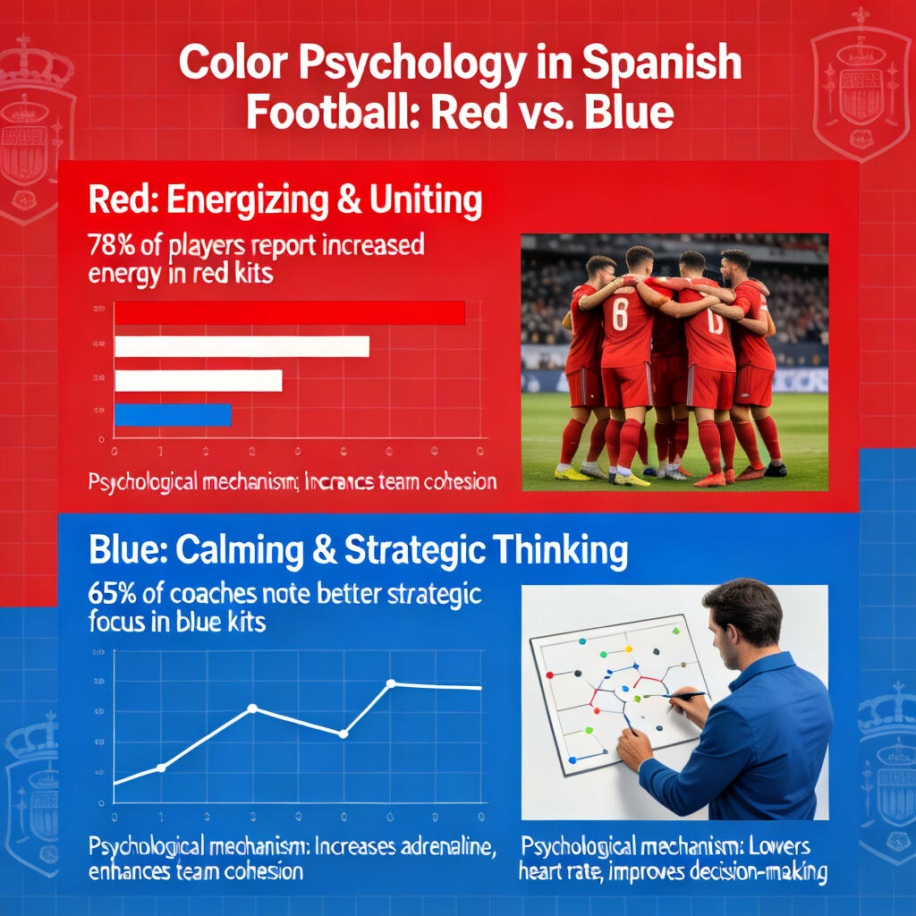 Spanish Football Color Psychology: Red inspires energy and unity, blue promotes calmness and strategic thinking