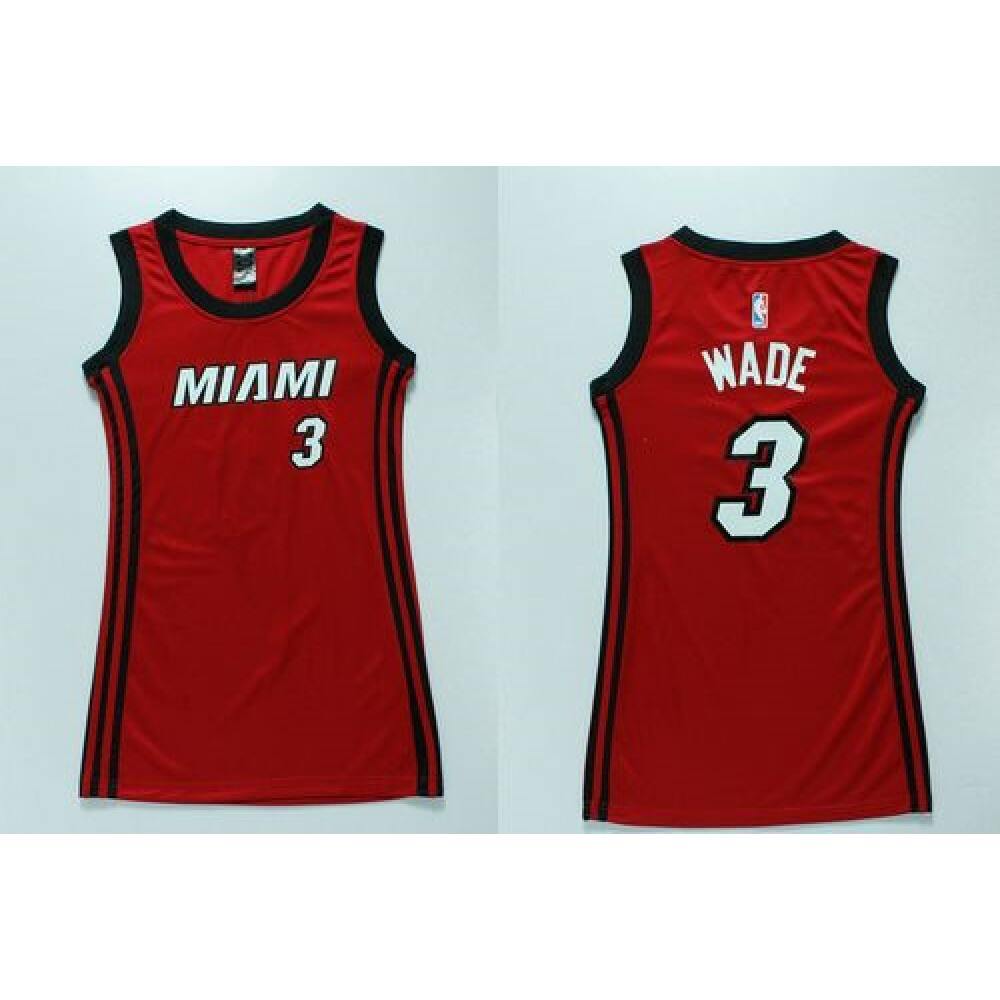 Heat #3 Dwyane Wade Red Women's Dress Stitched NBA Jersey
