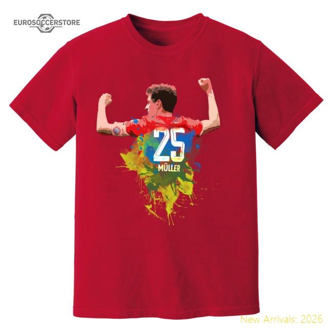 First-class Thomas Muller Bayern Munich Art T-shirt (red)