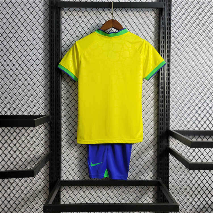 Kids Brazil World Cup 2022 Home Soccer Kit ShirtShorts - World Cup