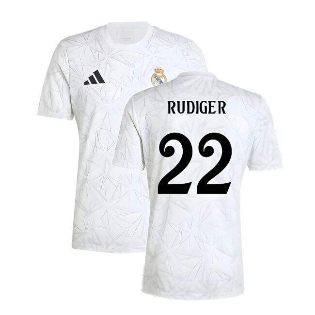 2024-2025 Real Madrid Pre-Match Shirt (White) (Rudiger 22)