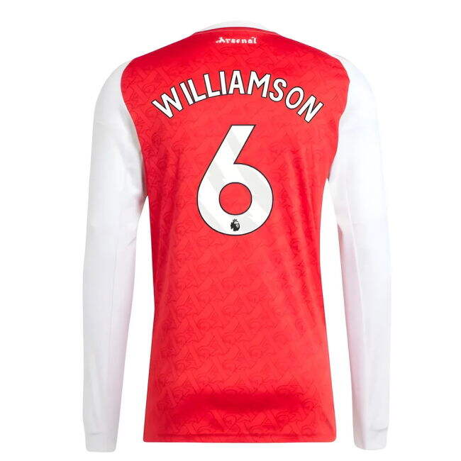 2025-2026 Arsenal Long Sleeve Home Shirt (Williamson 6) (Limited Ed...