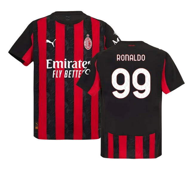 2025-2026 AC Milan Home Replica Shirt (Ronaldo 99) Quick Dry