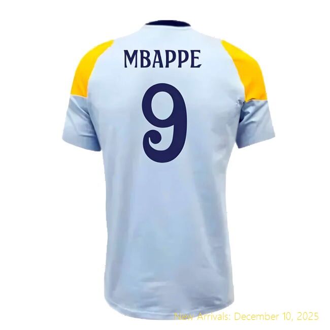 Authentic 2024-2025 RM Real Madrid Training Tee (Glow Blue) (Mbappe 9)