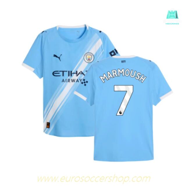 2025-2026 Man City Authentic Home Shirt (Marmoush 7)