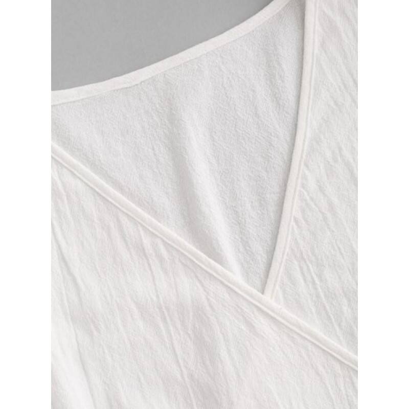 Surplice Plunging Wrap Waist Blouse OO1885