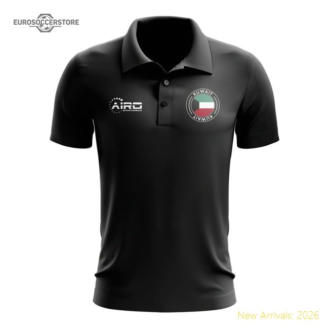Premium Kuwait Football Polo Shirt (black) - Match Quality