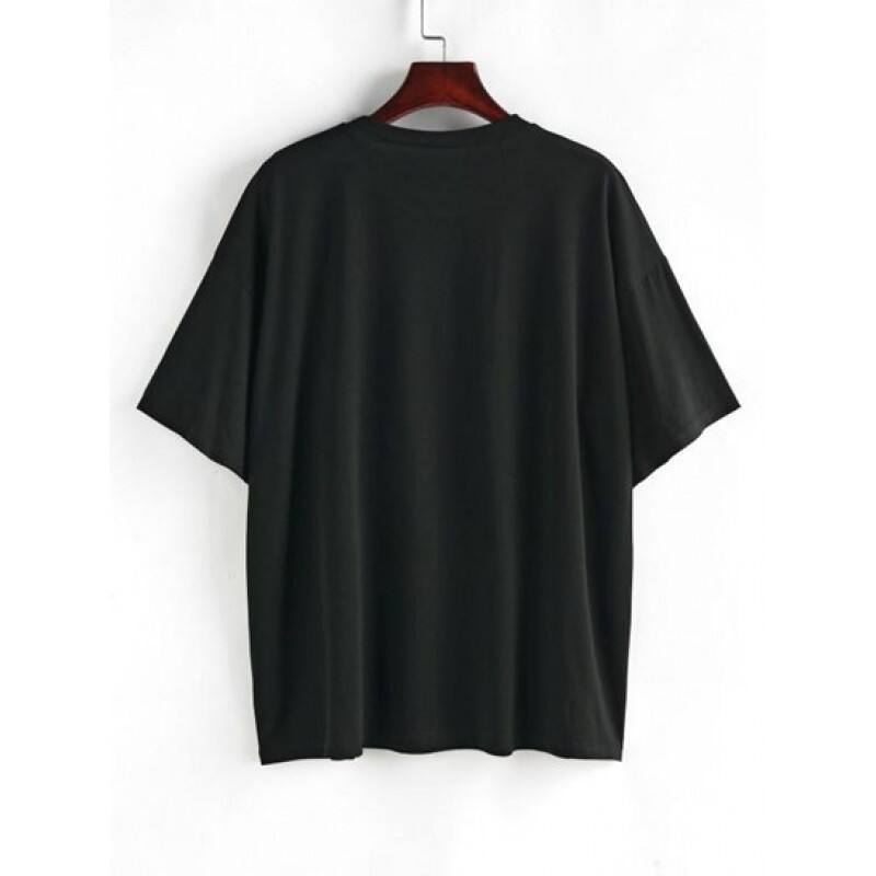 Sun Slogan Print Drop Shoulder Oversized T Shirt DM1693