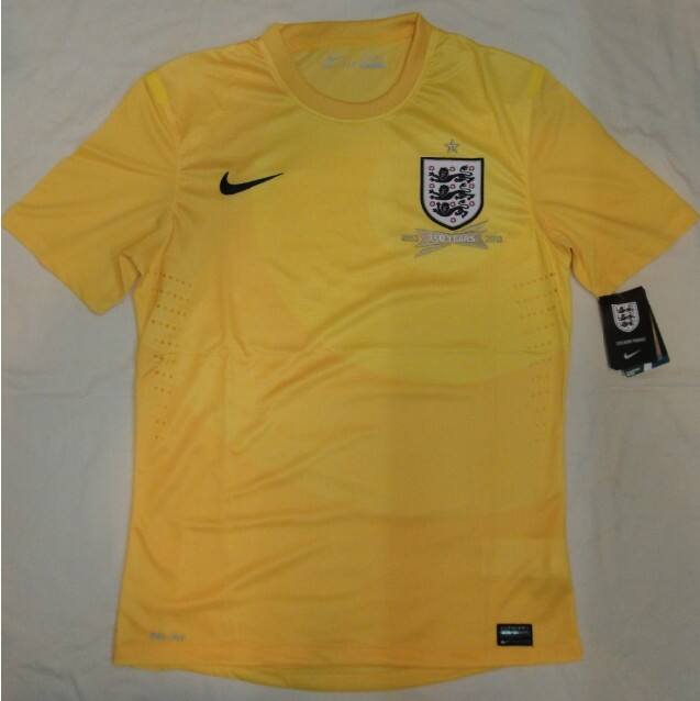 2013 England Goalkeeper Yellow Jersey Shirt - Official Replica 4449