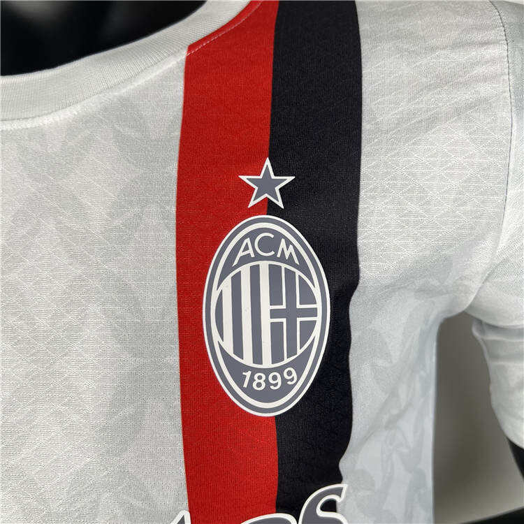 AC Milan Football Shirt 2324 Away White Soccer Jersey Shirt Authentic