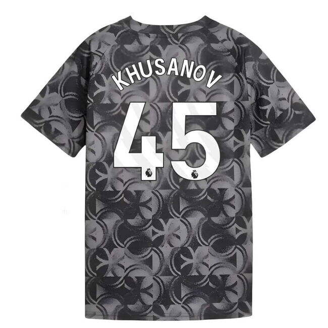 2025-2026 Man City Warm Up Jersey (Black) - Kids (Khusanov 45)