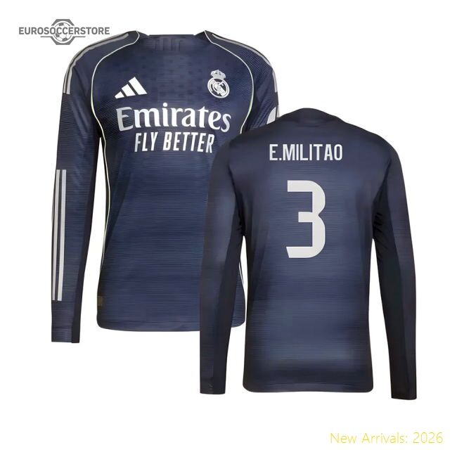 Outstanding 2025-2026 Real Madrid Authentic Long Sleeve Second Jers