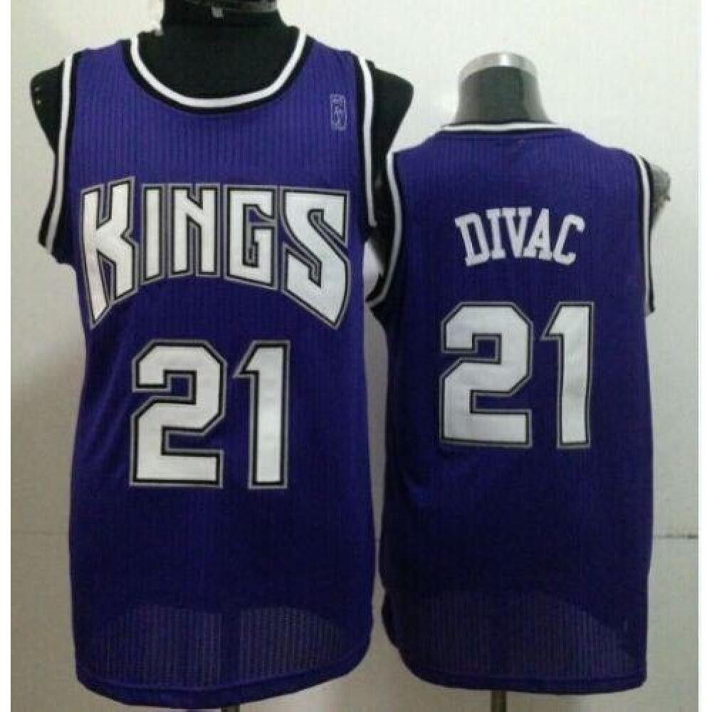 Kings #21 Vlade Divac Purple Throwback Stitched NBA Jersey