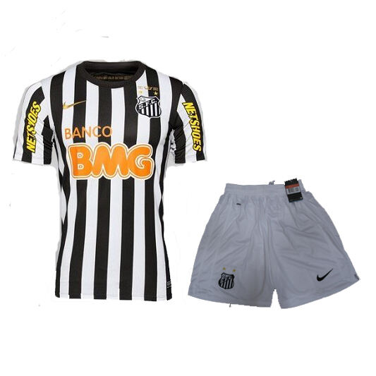 12-13 Santos FC Away BlackWhite Jersey KitShirtShorts - Official