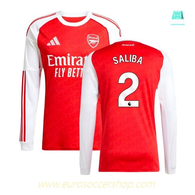 2025-2026 Arsenal Long Sleeve Home Shirt (Saliba 2)