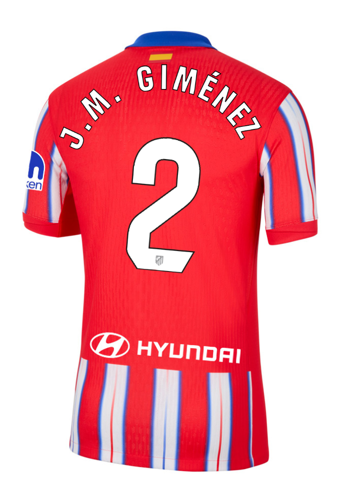 J.M. GIMÉNEZ's Atletico Madrid 2024-25 Laliga Home Jersey, Number 2
