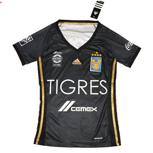 Women's Tigres UANL Away 201718 Black 6 starsSoccer Jersey Shirt -