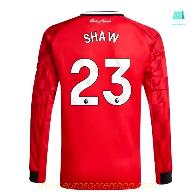 2025-2026 Man Utd Long Sleeve Home Shirt (Kids) (Shaw 23)