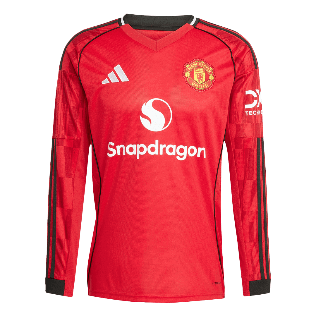 Manchester United Home Long Sleeve Soccer Jersey 2025/26