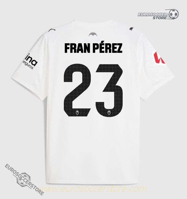 FRAN PÉREZ's 23 Home Jersey for Valencia CF in the 25-26 Season