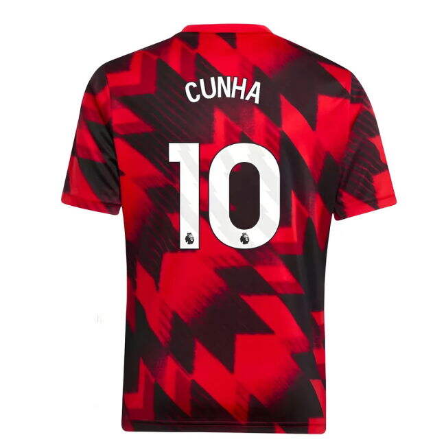 2025-20 Man Utd Home Soccer Jersey Cunha #10 M S Kids