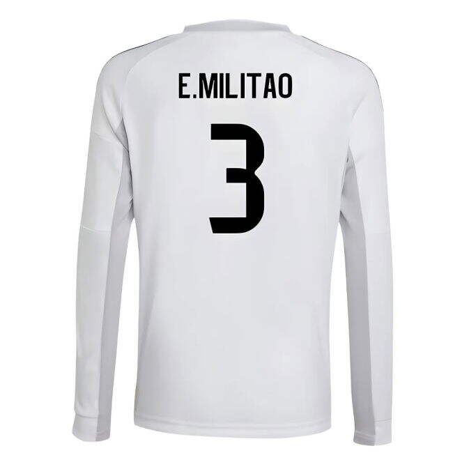 2025-2026 Real Madrid Long Sleeve Home Shirt (Kids) (E.Militao 3)