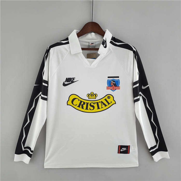 Colo-Colo Retro Soccer Jersey 1995 Home Long Sleeve Football Shirt -