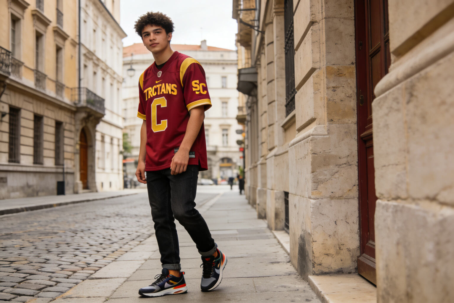 USC Trojans football shirt，jersey as streetwear， game day apparel