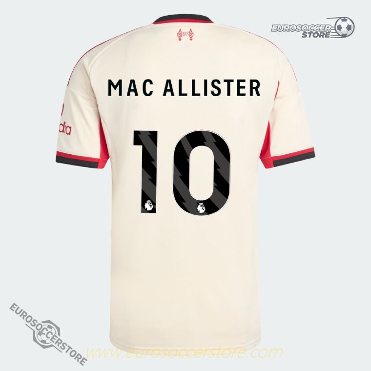 The 25-26 Away Jersey of Liverpool featuring MAC ALLISTER with the number 10.