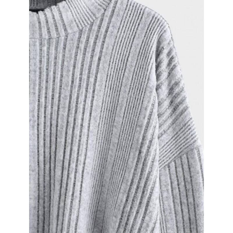 Ribbed Drop Shoulder Knit Slouchy T-shirt PC7959