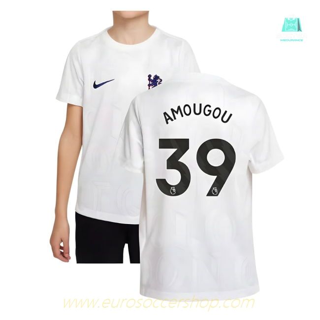 2025-2026 Chelsea Pre-Match Shirt (White) - Kids (Amougou 39)