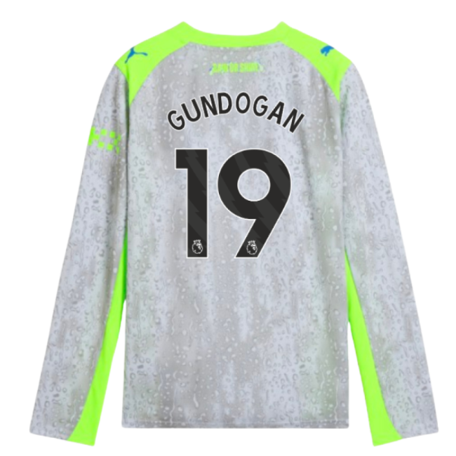 2025-2026 Man City Long Sleeve Third Shirt (Kids) (Gundogan 19) (Fa...