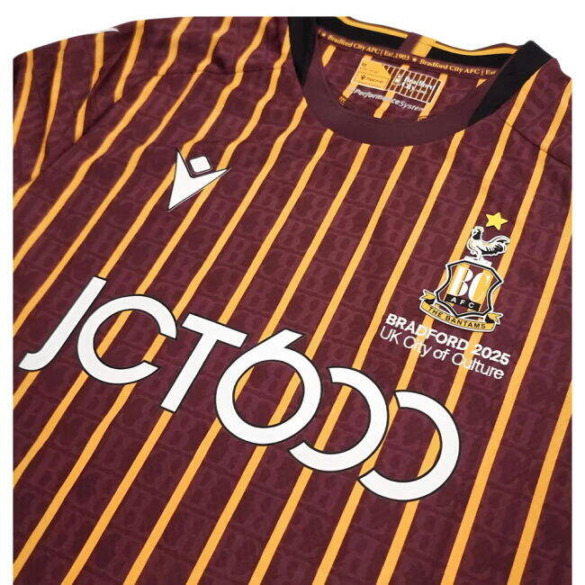 Bradford City Long Sleeve official style Home Shirt 2025-2026 (Adult