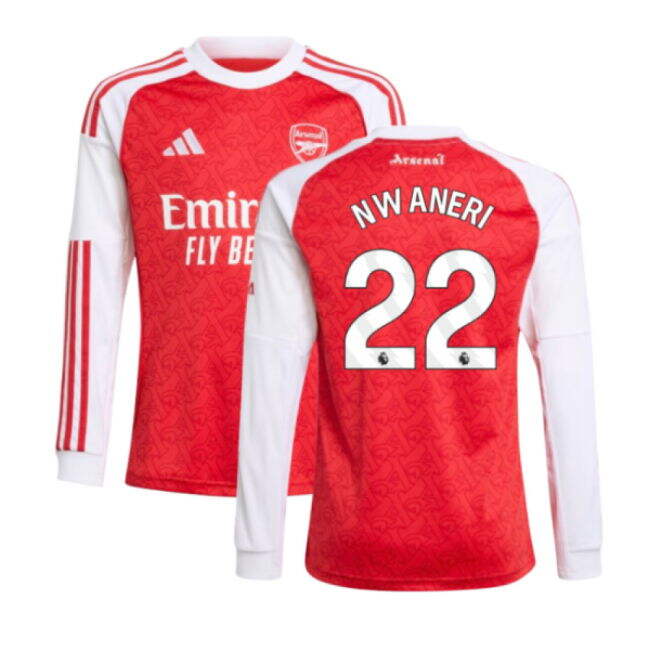 2025-2026 Arsenal Long Sleeve Home Shirt (Kids) (Nwaneri 22)
