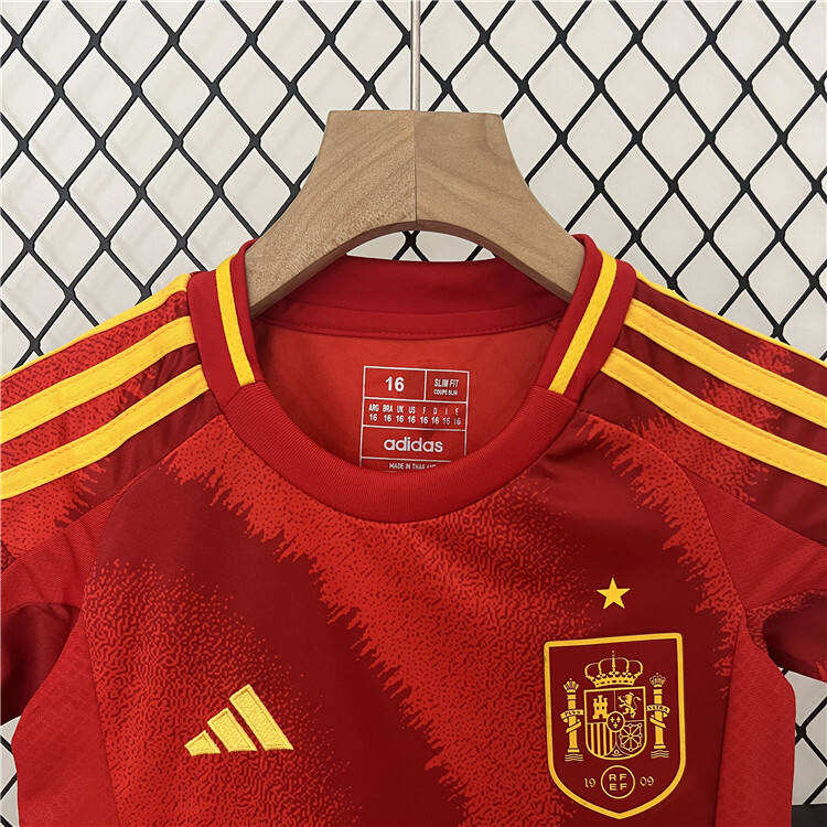 Premium Breathable Spain Euro 2024 Kids Home Kit ShirtShorts