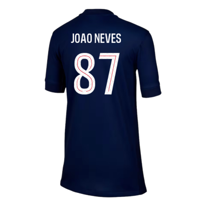 2025-2026 PSG Paris Saint Germain Home Shirt (Kids) (Joao Neves 87)