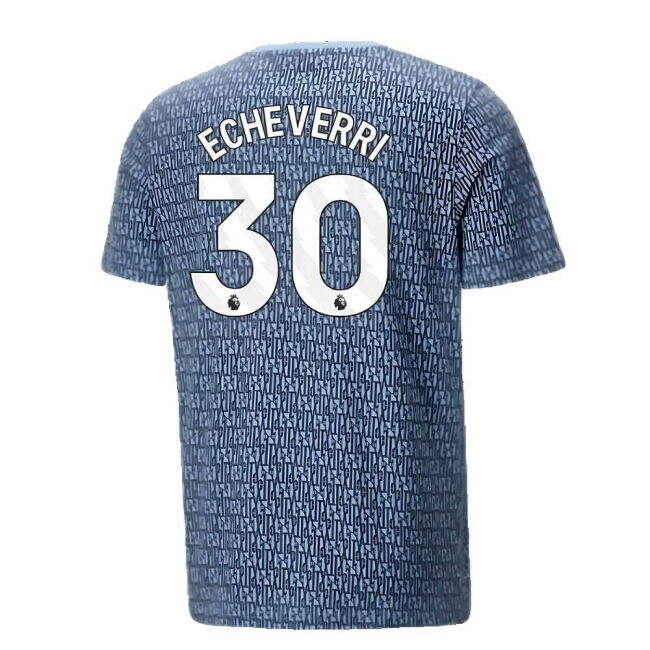 2024-2025 Man City ftblCulture Tee AOP (Navy) - Kids (Echeverri 30)