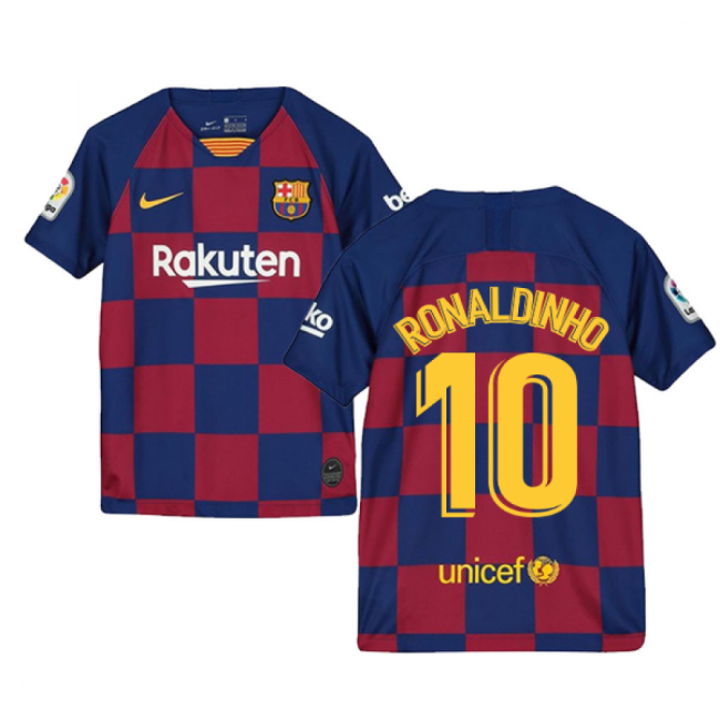 2019-2020 Barcelona Home Nike Shirt (Kids) (RONALDINHO 10) - Suppor...