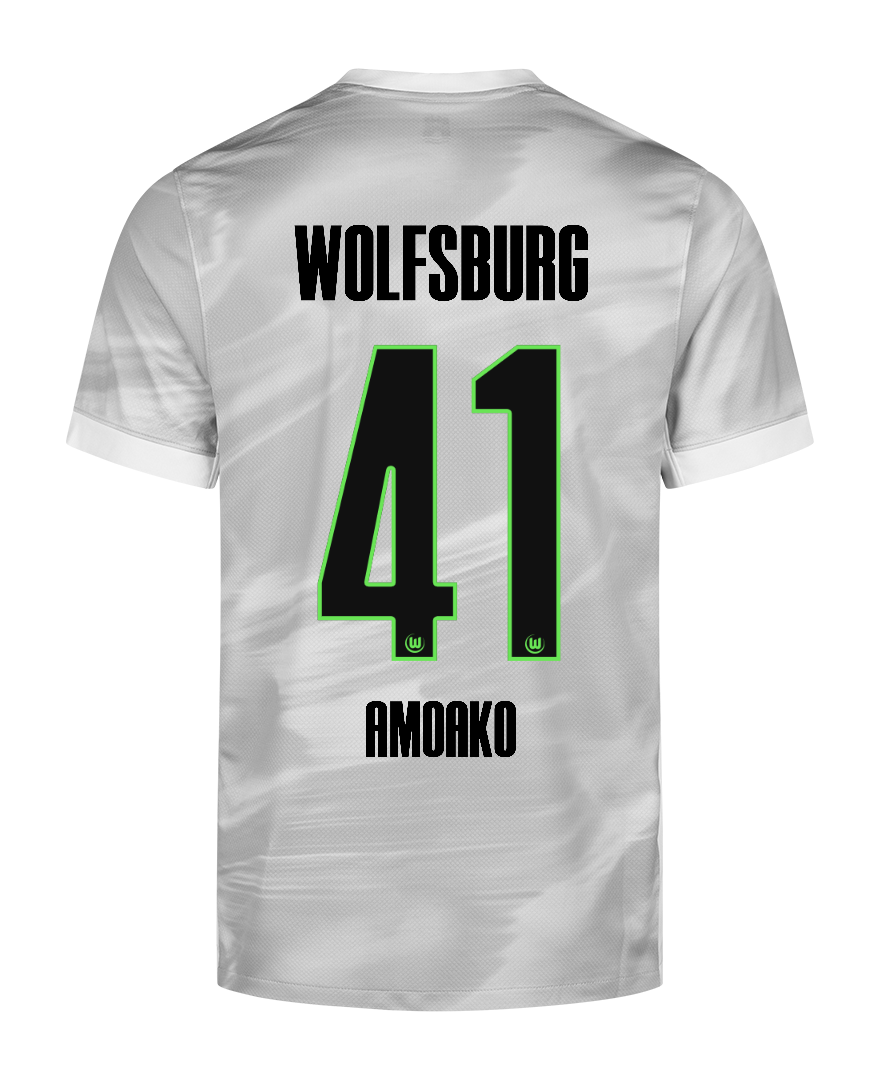 Wolfsburg's 25-26 Away Jersey with the name AMOAKO and number 41