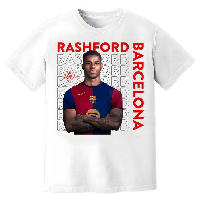 Barcelona Football T-Shirt (White) Reinforced Seams Lightweight
