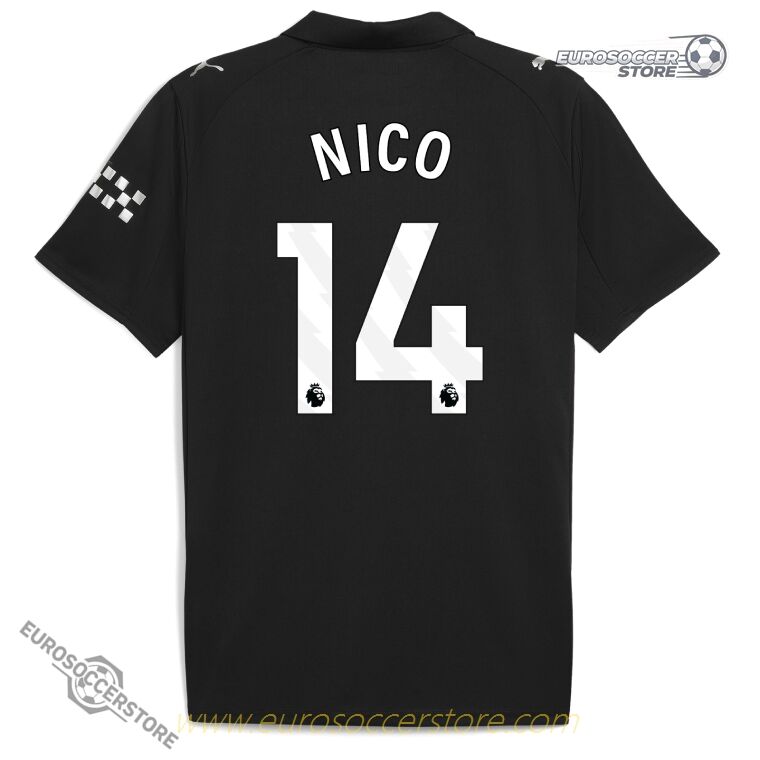 Manchester City's Away Jersey for the 25-26 season, featuring NICO 14