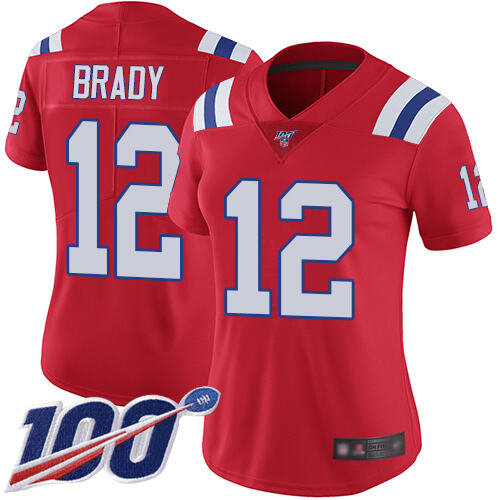 New England #12 T. Brady Red Alternate NFL Limited Jersey NFL jersey