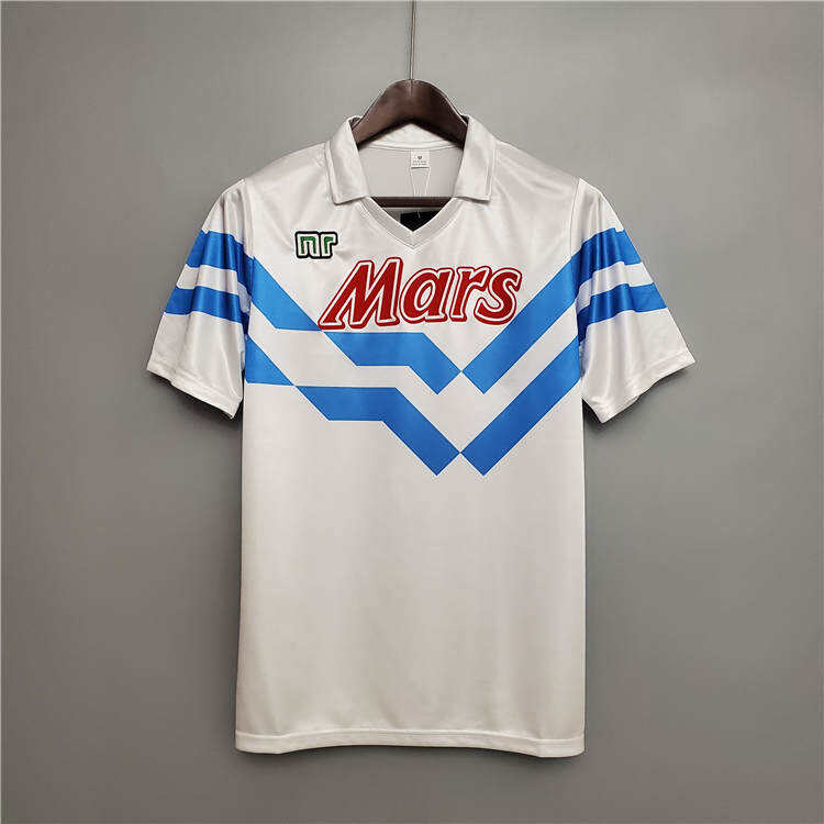 8889 Napoli Retro Football Shirt Away White Soccer Shirt - Official