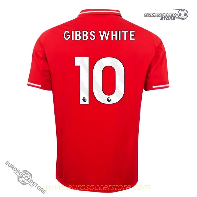 Nottingham Forest 25-26 Season Home Jersey, Featuring GIBBS WHITE with Number 10